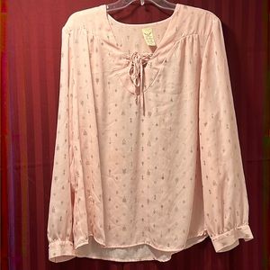 Blush pink w/gold fleur de lis accents, neck drawstring tie - Faded Glory XXL/20